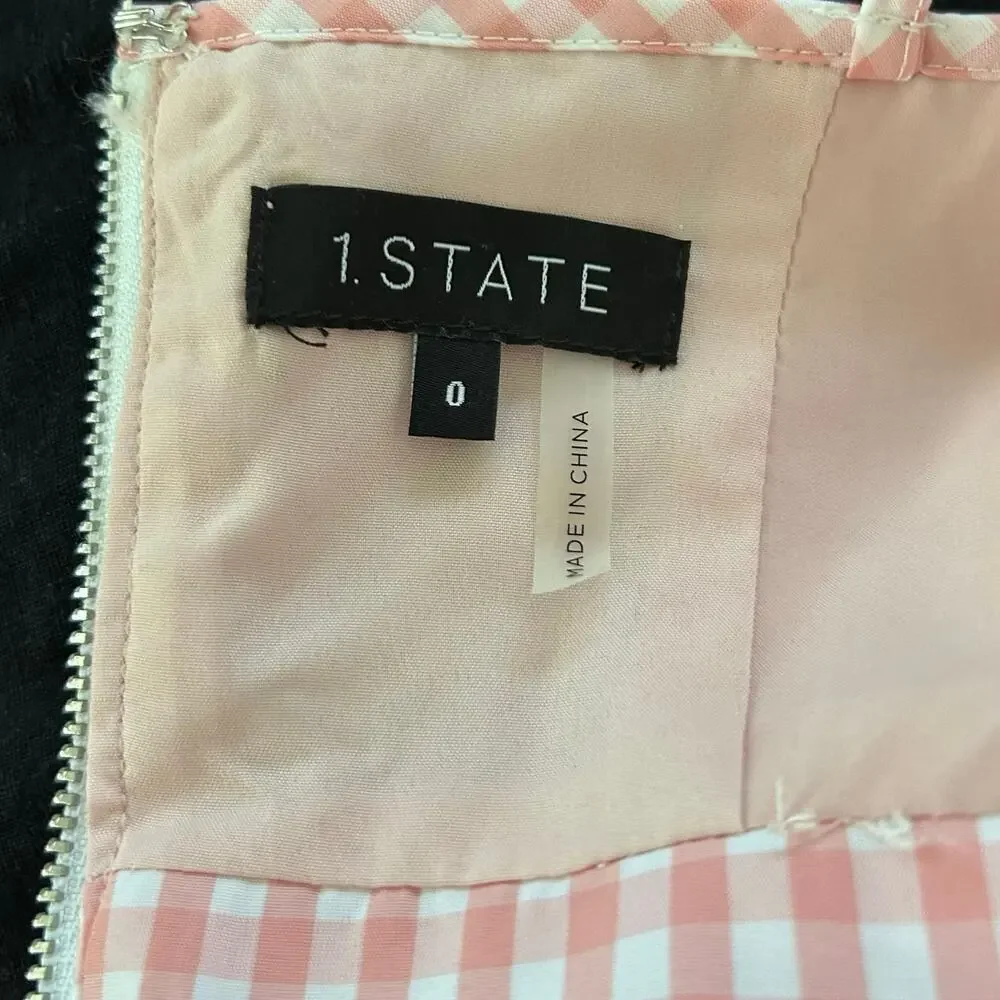 1.STATE Pink Gingham Bubble Hem Dress NWT Size 0 Coquette Cottagecore - Picture 5 of 8